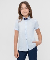 Блузка с коротким рукавом голубая Button Blue, школьная форма для девочек  фото, kupilegko.ru